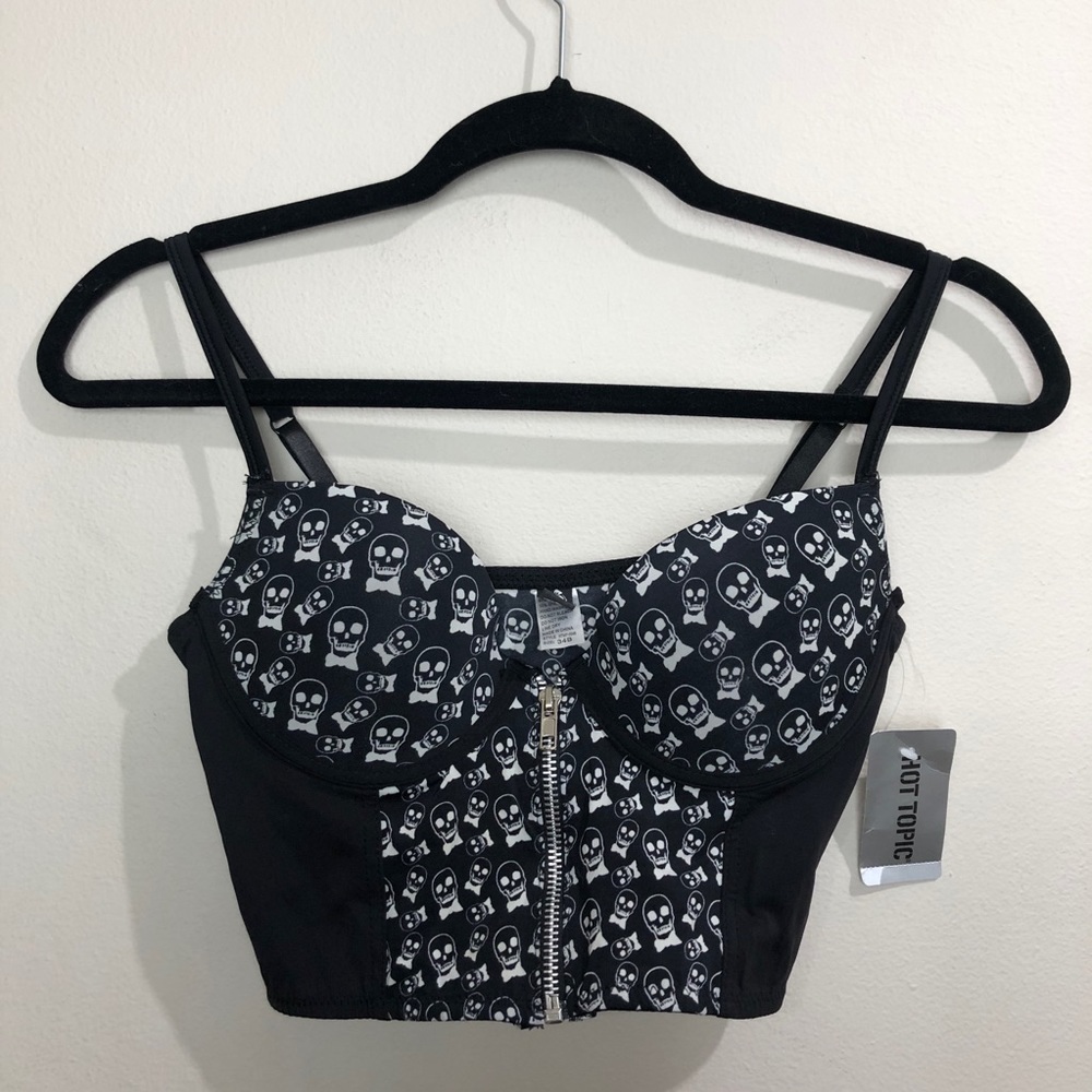 Hot Topic • Black Skull Bralette / Crop Top